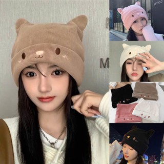 NL08 Mũ Nón len beanie len Mèo thêu icon giữ ấm Hàn Quốc, mũ trùm đầu tai mèo 3D dễ thương hàng loại 1 BULL.SHOP