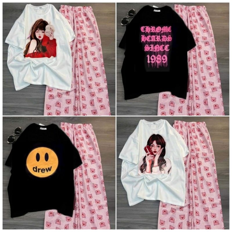 Tổng hợp các sét quần hoạt hình + mix áo phông form rộng unisex