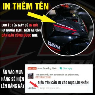 Tem Xe Sirius áo đen mẫu zin