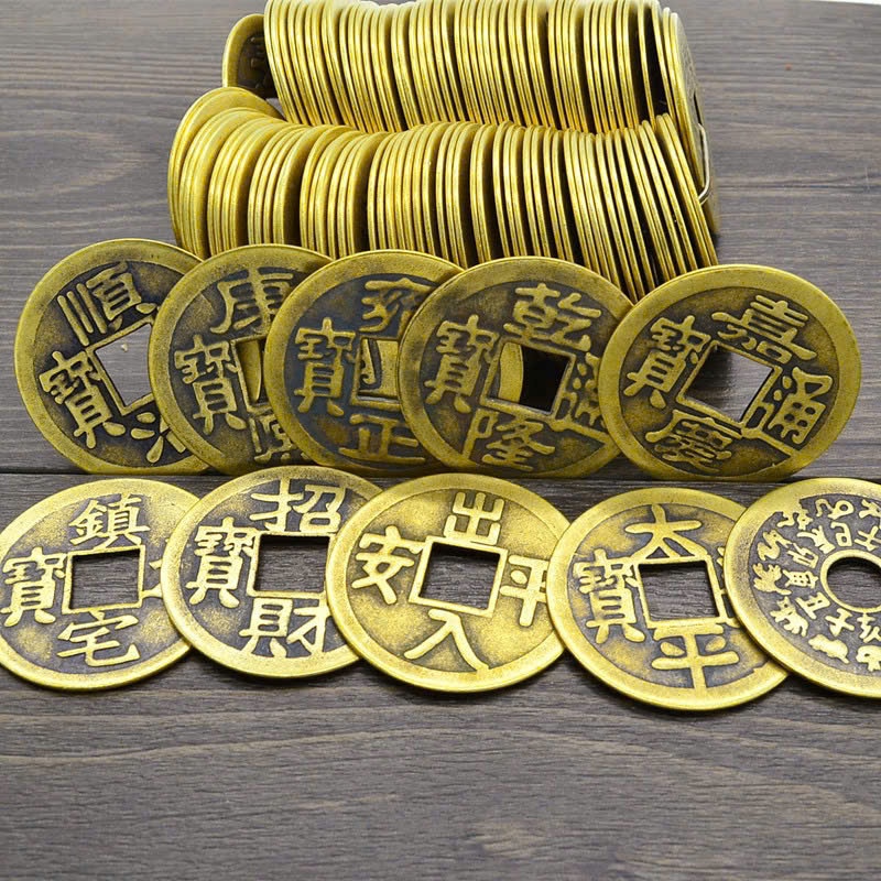 Đồng Xu Ngũ Đế, Tiền Xu Phong Thuỷ Bỏ Bóp Ví May Mắn Loại 2.4cm Trang Trí Tết