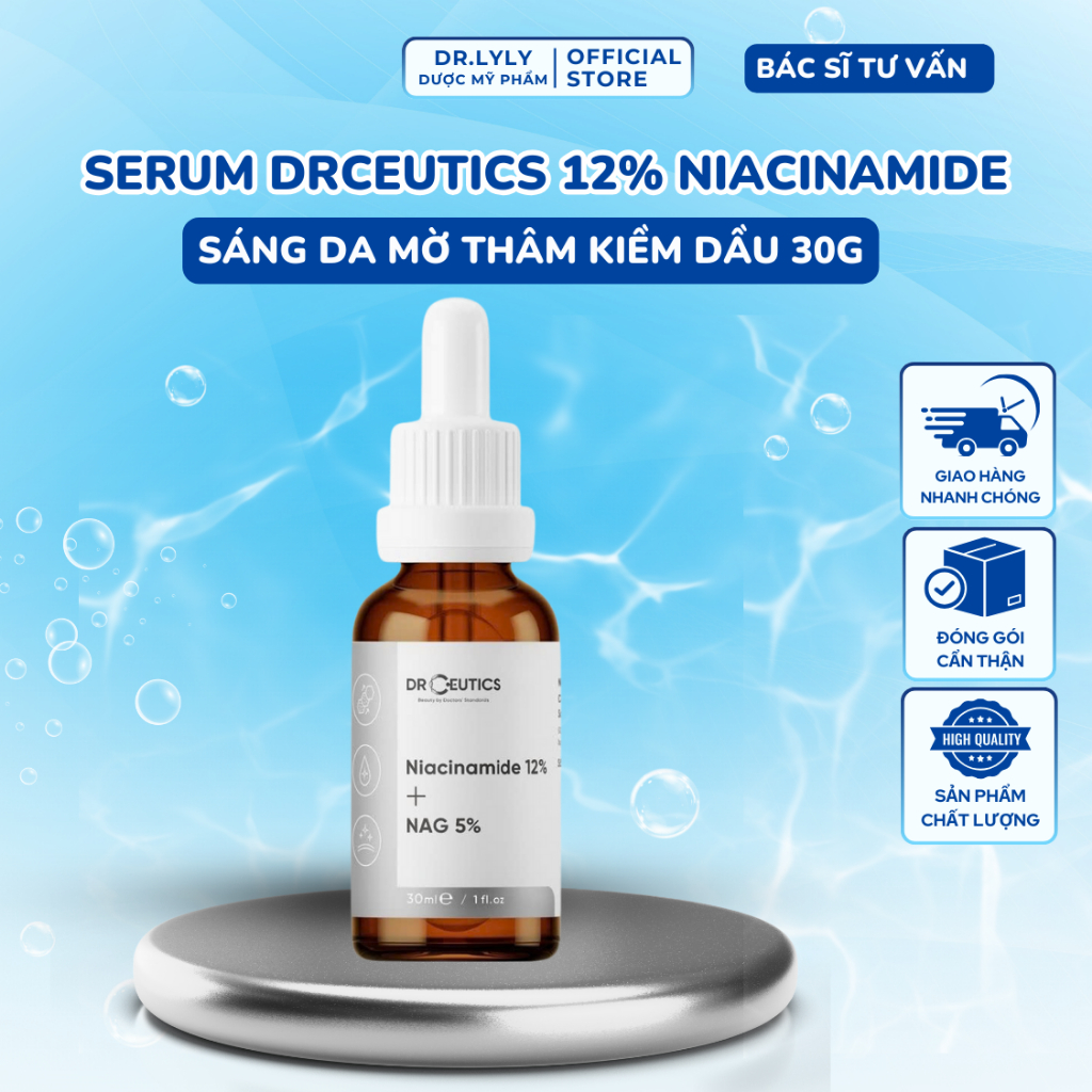 [CHÍNH HÃNG]  Serum DrCeutics 12% Niacinamide Sáng Da Mờ Thâm Kiềm Dầu 30g