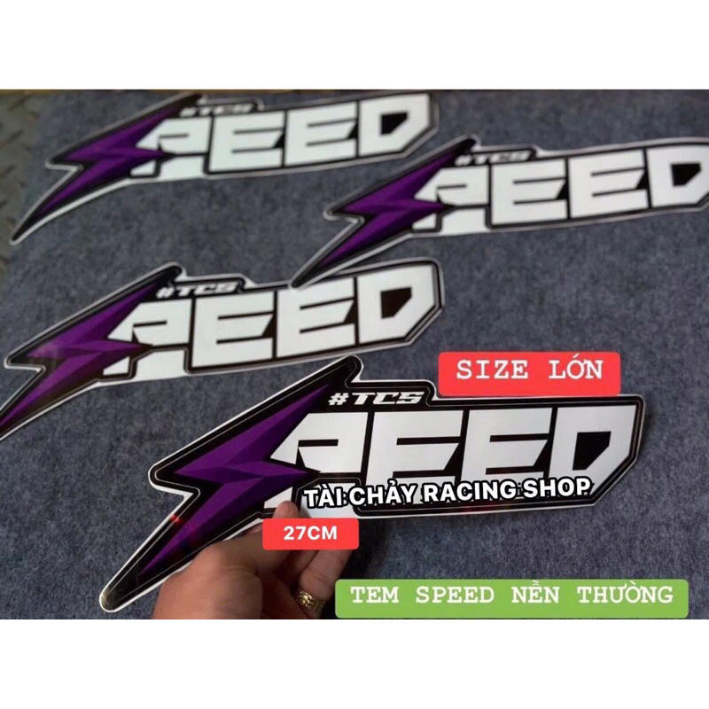 [ 1 MIẾNG ] SIZE LỚN 27CM TEM SPEED NỀN ĐEN DÁN ỐP SƯỜN