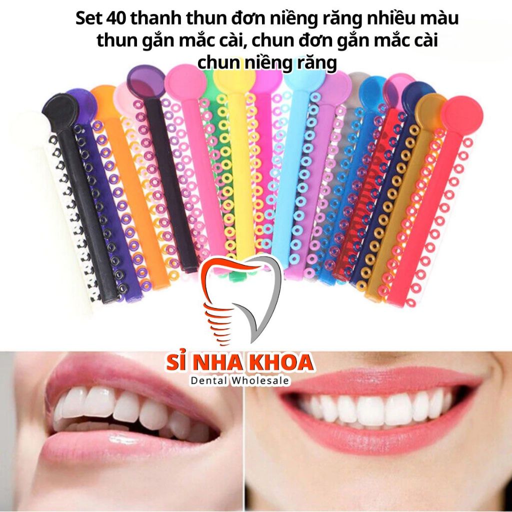 Set 40 thanh Thun Đơn Niềng Răng Nhiều Màu, Thun Gắn Mắc Cài, Chun Đơn Gắn Mắc Cài, Chun Niềng Răng 