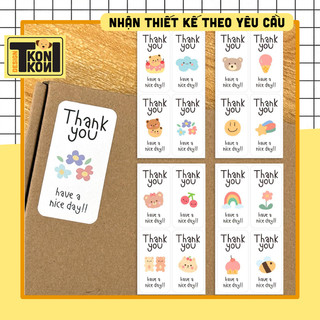 [SẴN] Set 100 Tem Thank You Cute, Decal Dán Hộp Carton, Tem Dán Niêm Phong Hộp - Size 6x3 cm - Thank You For Order- MS74