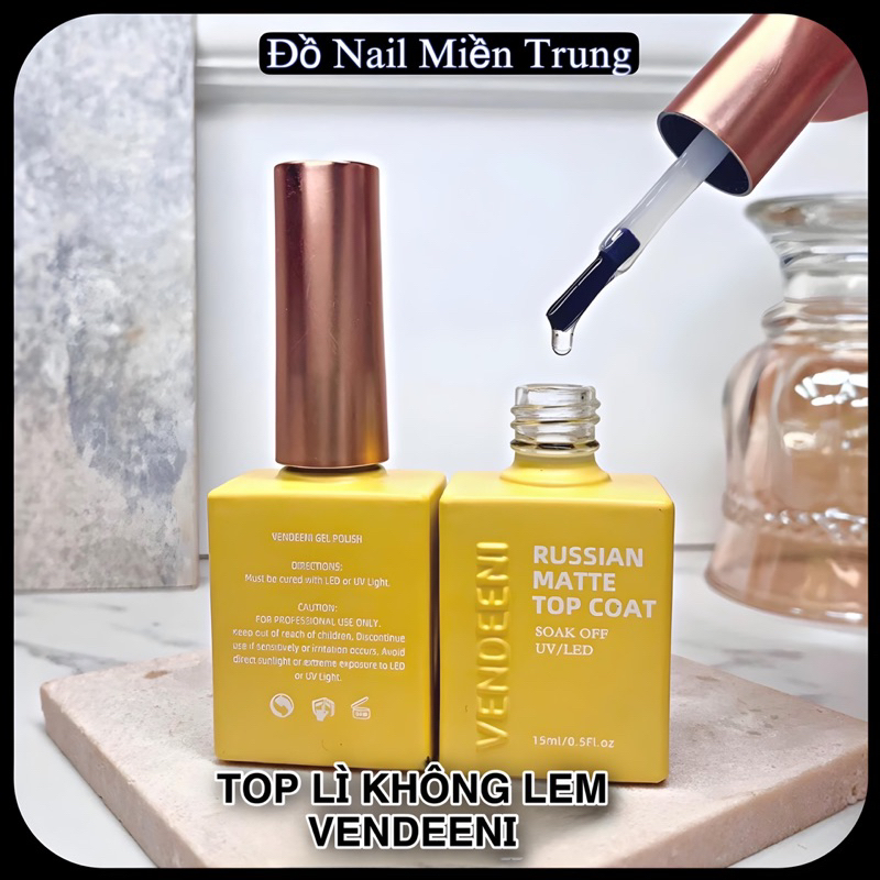 Top lì không lem Vendeeni chính hãng 15ml - Gel liên kết làm nền chà tráng gương, vẽ móng, trang trí nail