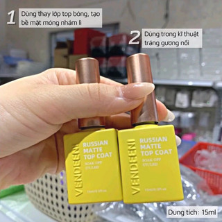 Top lì không lem Vendeeni chính hãng 15ml - Gel liên kết làm nền chà tráng gương, vẽ móng, trang trí nail