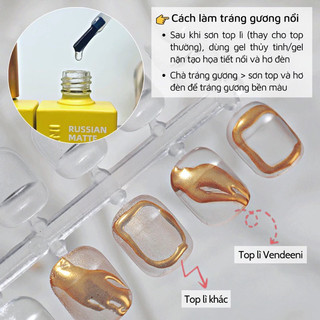 Top lì không lem Vendeeni chính hãng 15ml - Gel liên kết làm nền chà tráng gương, vẽ móng, trang trí nail
