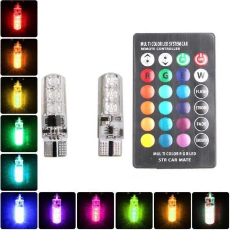 Đèn LED Demi gắn Xi Nhan Xe Máy, Oto - LED chân T10 Remot - Có Lưu Lại Chế Độ