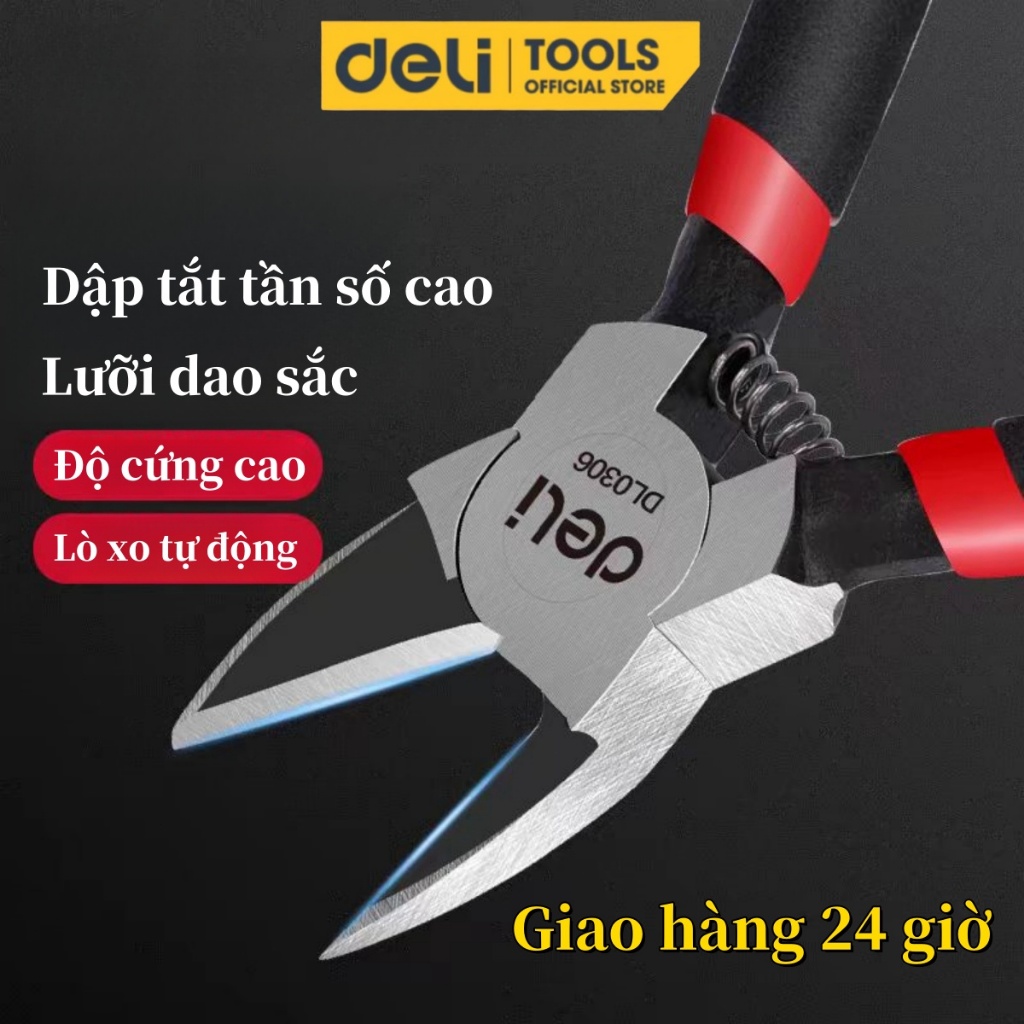 Kìm cắt vát kỹ thuật Deli 5 inch, kềm cắt dây điện, cắt nhựa , lưỡi cắt nhọn vát mỏng, sắc bén