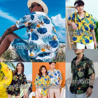 Áo Sơ Mi Đi Biển chất vải Tơ Đũi mềm thoáng mát - Hoạ tiết Trái Đào - Áo Đôi Đồng Phục Nhóm Lớp Team Building