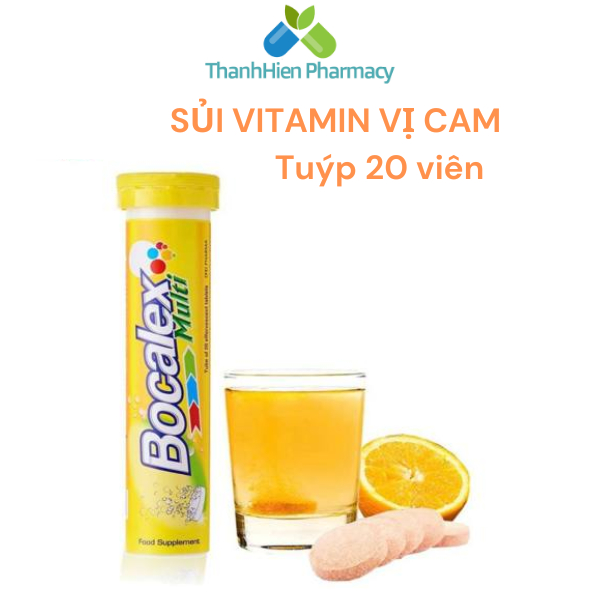 Viên sủi BOCALEX Multi hương cam bổ sung vitamin cho cơ thể (Tuýp 20 viên)