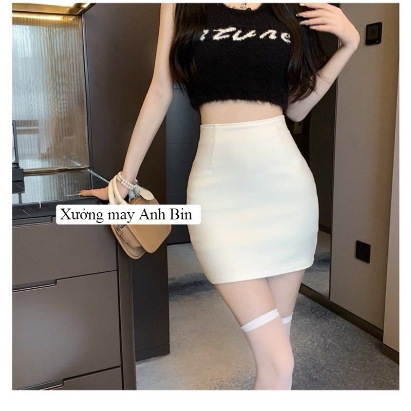 Chân váy ôm body chữ A chất Umi co giãn tôn dáng và quyến rũ kèm quần bảo hộ tiện lợi và thoải mái | BigBuy360 - bigbuy360.vn