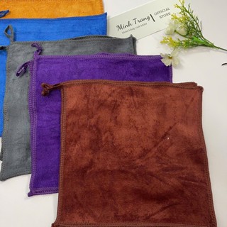 GIÁ RẺ SET 10 Khăn đa năng 25x25 làm nail làm móng lau ô tô bàn kính (hình vuông có móc treo) Sợi microfiber