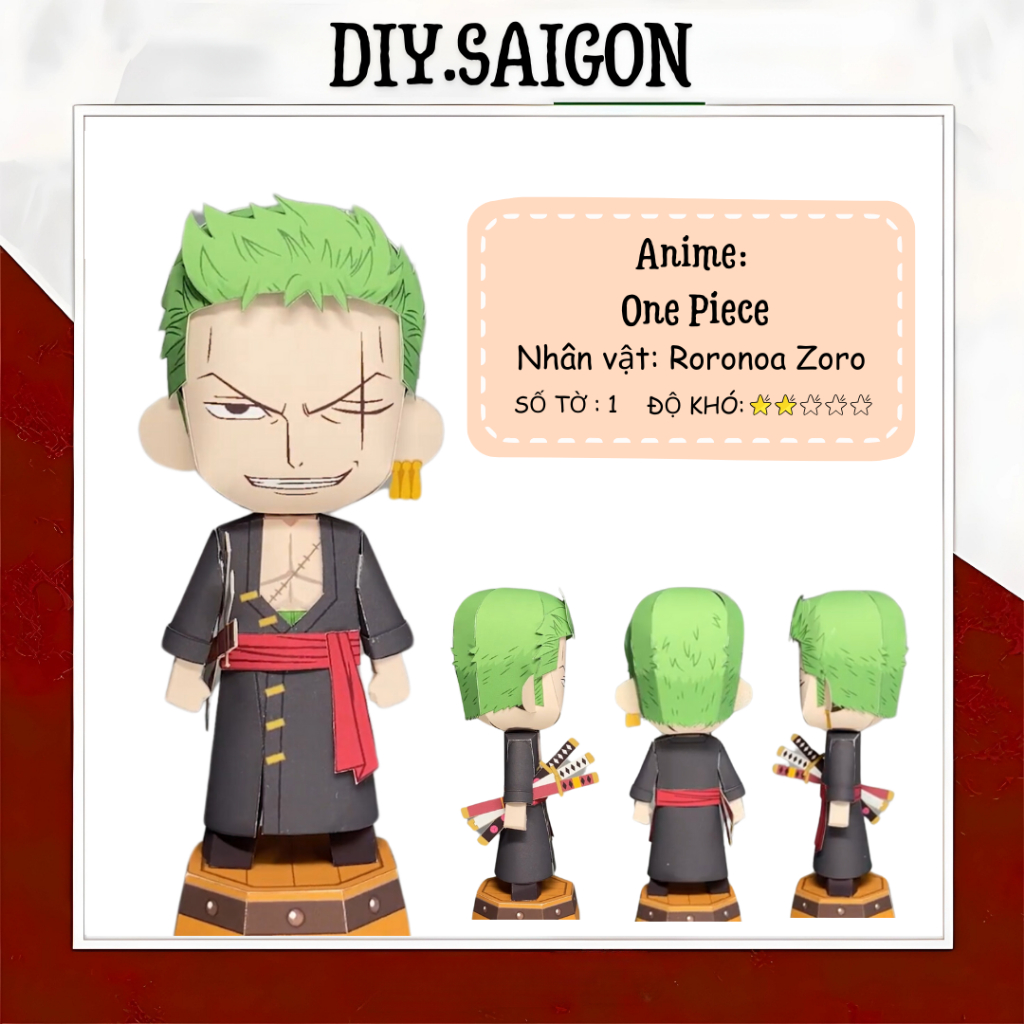 [One Piece] - Mô Hình Giấy Anime Chibi Roronoa Zoro