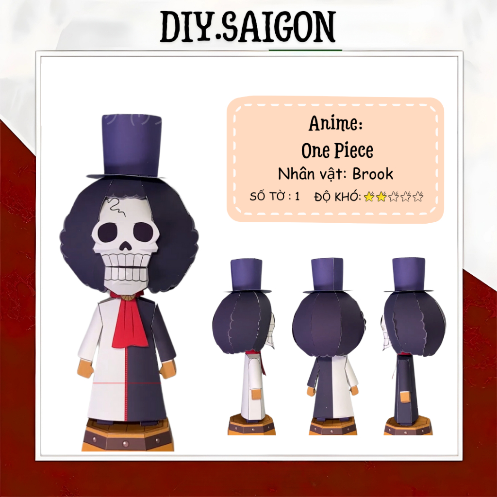[One Piece] - Mô Hình Giấy Anime Chibi Brook