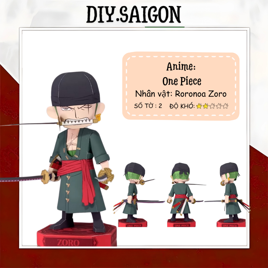 [ One Piece ] - Mô Hình Giấy Anime Zoro ver 2