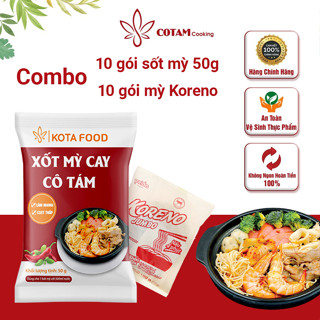  10 COMBO mỳ cay cô Tám  10 gói mỳ KORENO vị kim chi + 10 gói sốt  