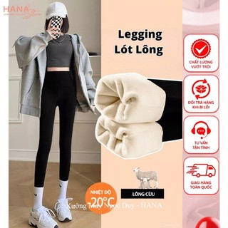  QUẦN LEGGING NỈ LÓT LÔNG nữ ấm mùa đông cạp cao co giãn có túi dáng ôm - Quần nỉ lót lông cừu cute trung niên giữa nhiệt 