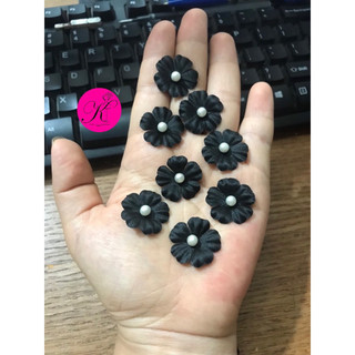 Hoa cánh lụa nhí size 2,5cm đính cườm ngọc dùng trang trí áo váy thời trang ( gói 20 hoa)