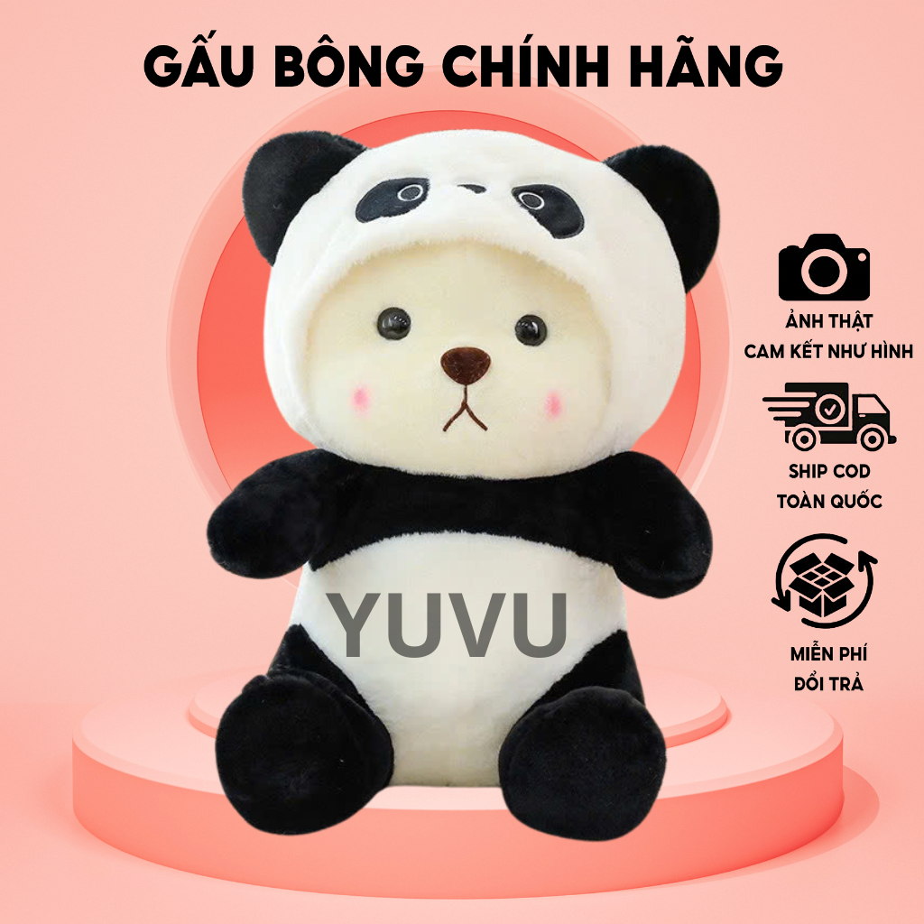 Gấu bông Lena gấu trúc thú nhồi Lena đội mũ gấu bông gấu trúc chất vải siêu mịn an toàn với trẻ em