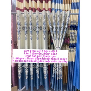  Gấm 3D màu xanh  cản nắng 90% rèm cửa chính cửa sổ   Chua bao gồm thanh treo 