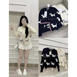 Áo Cardigan Thom Len Dáng Ngắn Thêu Họa Tiết Cún Cao Cấp, áo cardigan thêu chó siêu hot H50