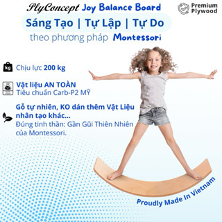  Ván bập bênh Ván thăng bằng Đồ Chơi Montessori cho bé - Gỗ Uốn Cong PlyConcept Joy Balance Board 