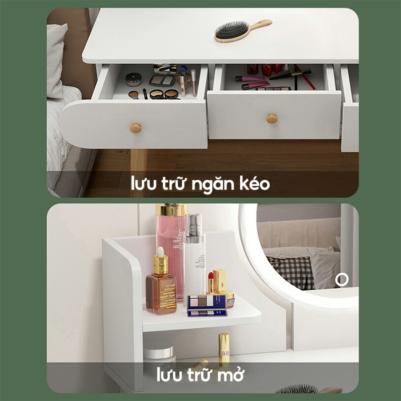 ALOVE Bàn Trang Điểm Đa Năng Gương LED Cảm Ứng Ngăn Đựng Rộng Tiện Lợi Phù Hợp Học Tập Làm Việc | BigBuy360 - bigbuy360.vn