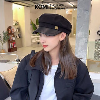 Mũ nồi nữ thời trang KOMI nón beret thủy thủ viền da phong cách trẻ trung thanh lịch 