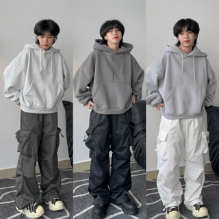 Hoodie BOXY TRƠN - Áo khoác hoodie TRƠN form BOXY NGẮN rộng mũ to nam nữ unisex màu XÁM TRẮNG/XÁM CHÌ/XÁM TIÊU