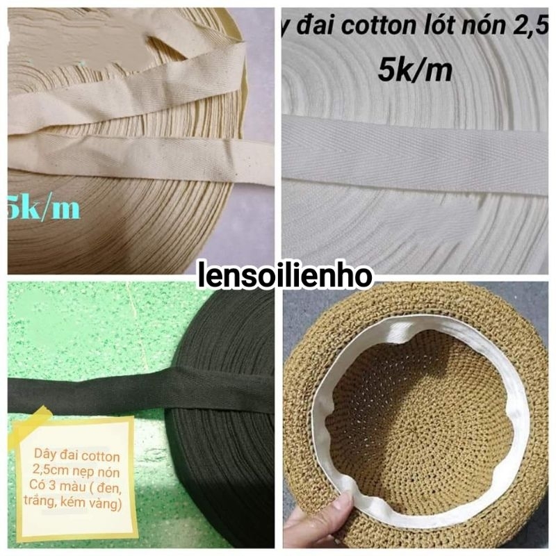 Dây đai cotton lót nón