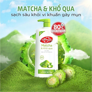 sữa tắm lifebuoy matcha và khổ qua, dầu tràm và muối hồng, Than hoạt tính và cám gạo