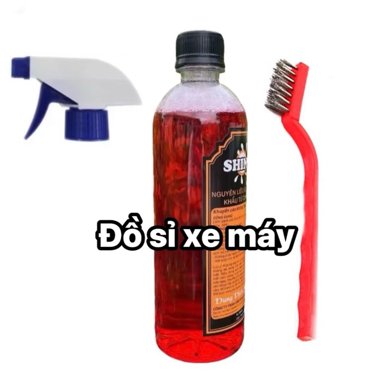 SHINY ĐỎ + Bàn chải Kim loại TẨY RỬA LÓC MÁY đậm đặc cho nhu cầu rửa lóc ố vàng lâu năm chính hãng không văng.