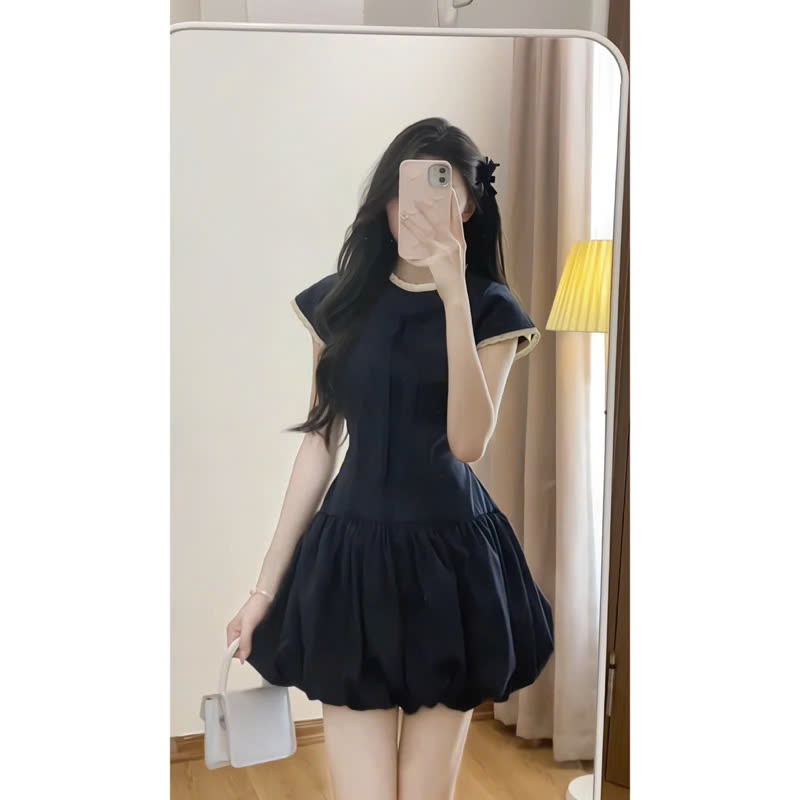 Váy Dáng Bí - Đầm Dáng Bí Phồng Đính Nơ Phối Ren Có Dây Buộc Eo Kèm Quần Bảo Hộ Rời | BigBuy360 - bigbuy360.vn