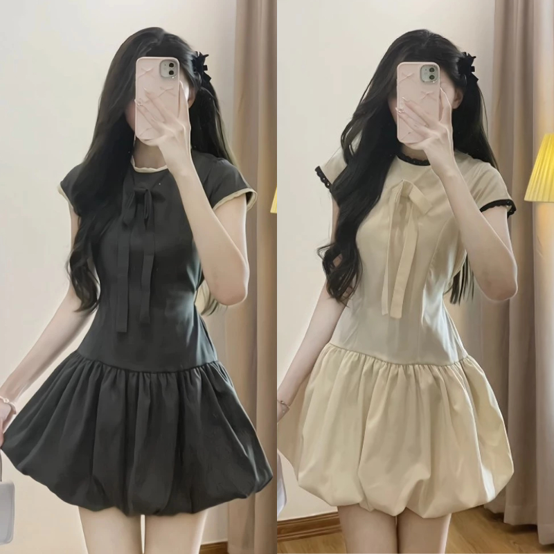 Váy Dáng Bí - Đầm Dáng Bí Phồng Đính Nơ Phối Ren Có Dây Buộc Eo Kèm Quần Bảo Hộ Rời | BigBuy360 - bigbuy360.vn