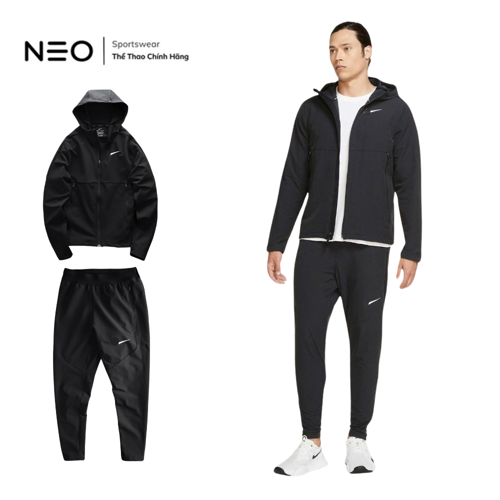 Đồ Bộ Thể Thao Nam Vải Nỉ Chống Thấm Nước Màu Đen N.KE Winterize Training Tracksuit - Neoshopvn