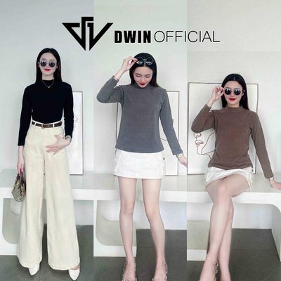 Áo giữ nhiệt nữ dài tay Dwin thun cổ cao 3p co giãn lót chất nỉ lông thỏ 2 mặt local brand GN01A