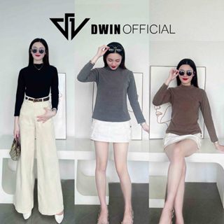  Áo giữ nhiệt nữ dài tay Dwin thun cổ cao 3p co giãn lót chất nỉ lông thỏ 2 mặt local brand 