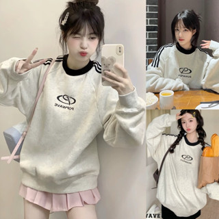 Áo sweater nữ .áo hoodie nỉ cổ tròn chất nỉ bông 2 mặt dày đẹp in hình P viền tay