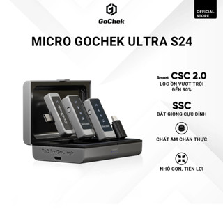 Micro thu âm GoChek ULTRA không dây có Dock sạc | Khử tiếng ồn phù hợp livestream/ quay video/ ghi âm | cho điện thoại