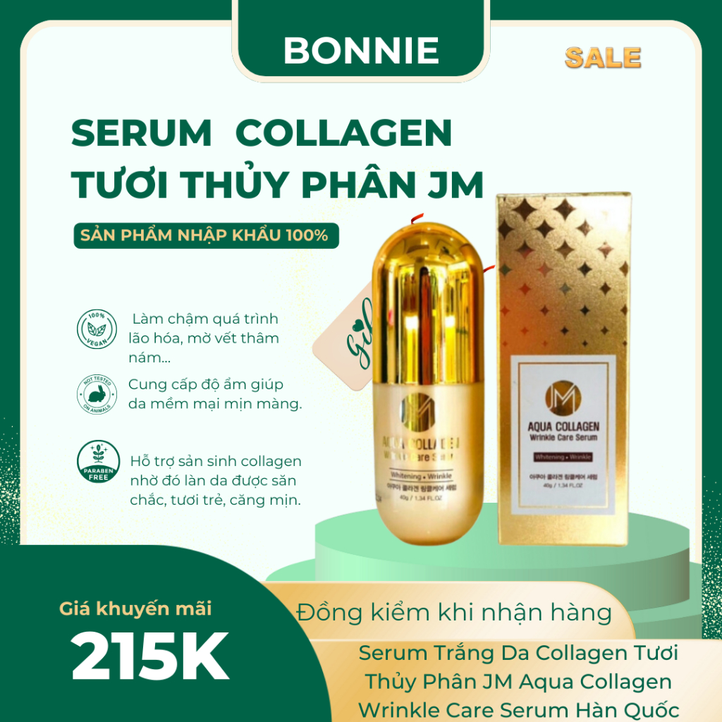 Serum Trắng Da Collagen Tươi Thủy Phân JM Aqua Collagen Wrinkle Care Serum Hàn Quốc 40ml