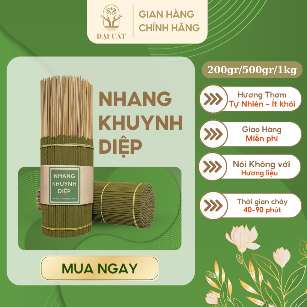 1KG Nhang Khuynh Diệp ĐẠI CÁT, Nhang Sạch Cao Cấp, Hương Thơm Thanh Mát, Thanh Lọc Không Gian