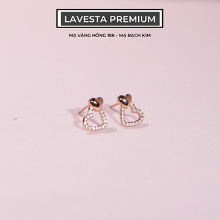  Bông tai bạc nữ mạ vàng hồng 18K và mạ bạch kim LAVESTA LAV095 Lover - Loveshine 