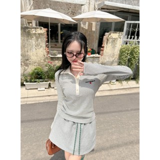 KIDO Áo polo tay dài kẻ sọc CAMY TOP