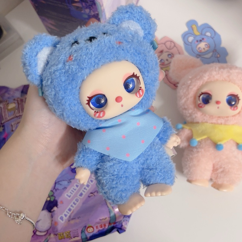 Lila zoo gấu kola màu xanh, lila lucky cat, lila ver 1 2 dễ thương móc khoá blindbox baby three