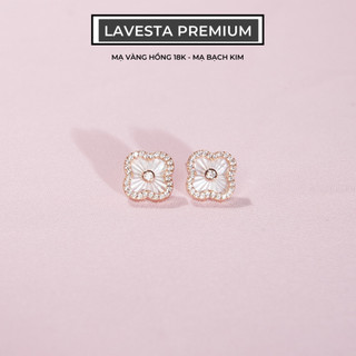  Bông tai bạc nữ mạ vàng hồng 18K và mạ bạch kim LAVESTA LAV098 Cherish - Loveshine 