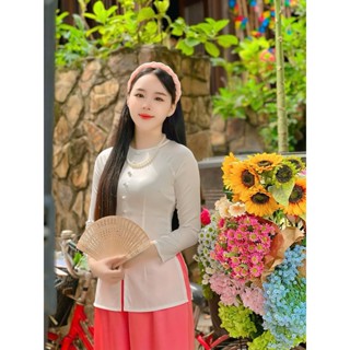 Hân Nguyễn Áo Bà Ba - B.A124 - Áo Bà Ba Lụa Ánh Kim Cổ Tròn Nút Nụ Dây Kéo