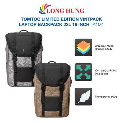 Ba lô Tomtoc Limited Edition VintPack Laptop Backpack 22L 16 inch TA1M1 - Hàng chính hãng