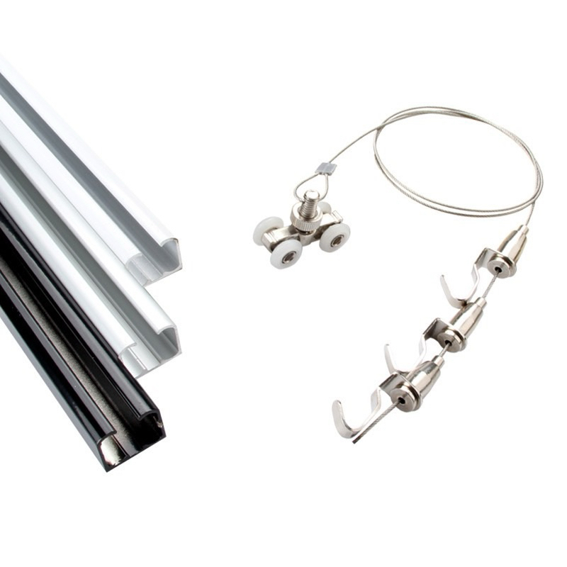 Thanh ray treo tranh, máng treo tranh to (loại trượt bánh xe)