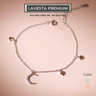 Lắc tay bạc nữ mạ vàng hồng 18K và mạ bạch kim LAVESTA LAV090 Luna thiết kế mặt trăng mang nét nữ tính, duyên dáng